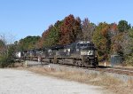 NS 9834 leads 4 other GE's and train 350 eastbound